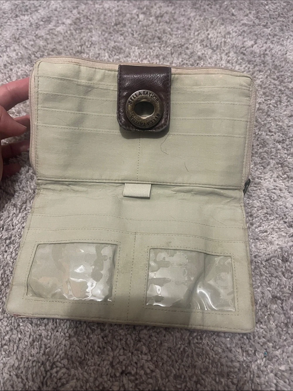 Canvas Zip Wallet in Cream and Coral Scroll Print